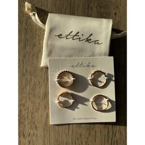 Ettika Rhinestone 18K Gold-Plated Ring Set of Four - 7